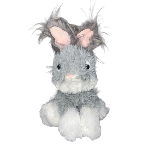 Dan Dee Angora Bunny Rabbit Plush Stuffed Animal Toy Grey White 14" Inch Fuzzy - Picture 2 of 7